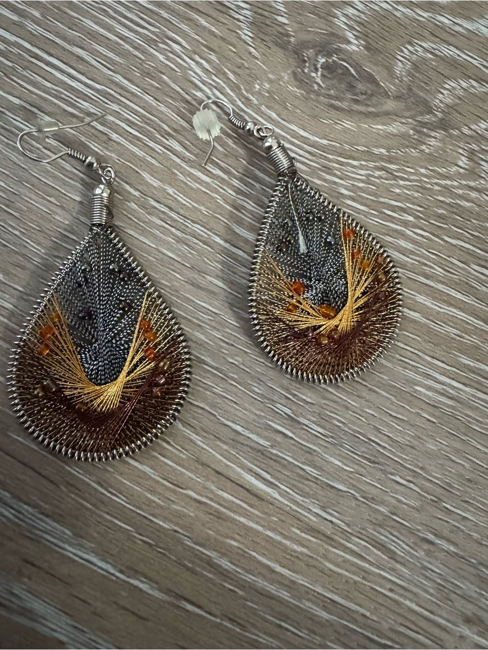 Peruvian woven earrings multicolor teardrop dangle drop